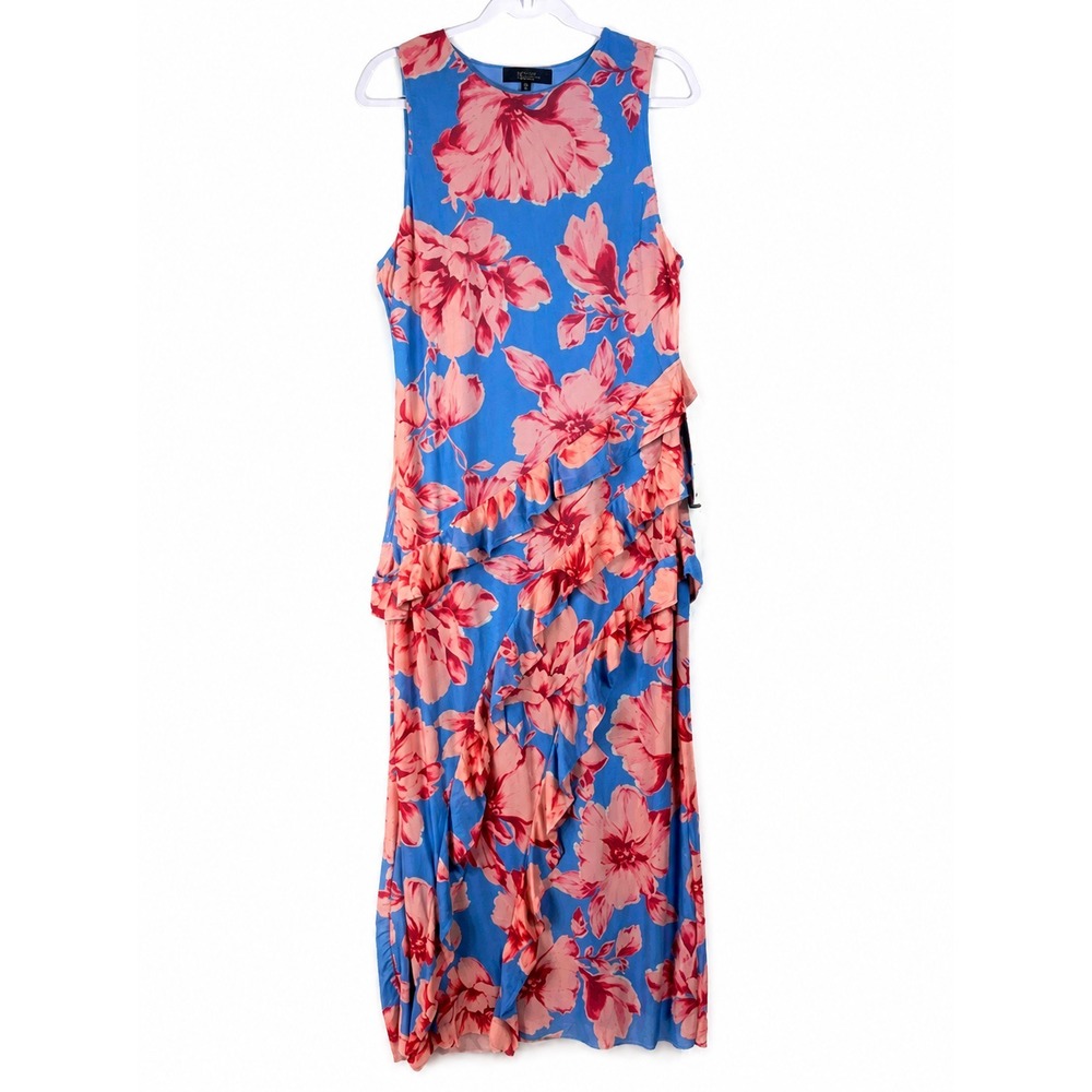 RACHEL Rachel Roy Maxi Dress XXL Blue Pink Floral Mesh Ruffle Y2K Cottagecore